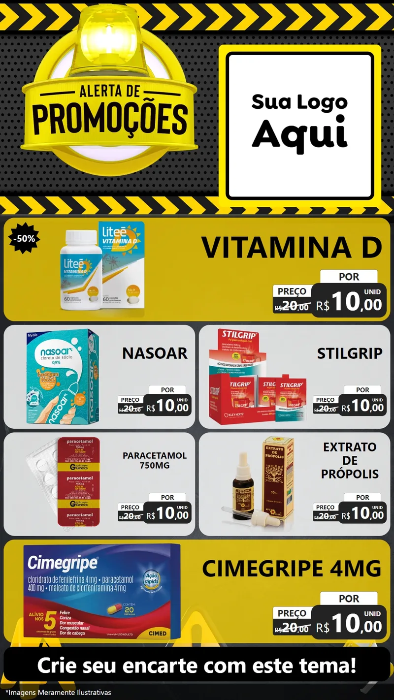 Modelo de TV para TV Vertical com o tema Alerta de Promoções para Farmácia