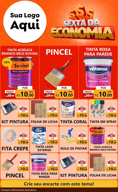 Modelo de Encarte para Encarte Grande com o tema Sexta da Economia para Tintas e Ferramentas