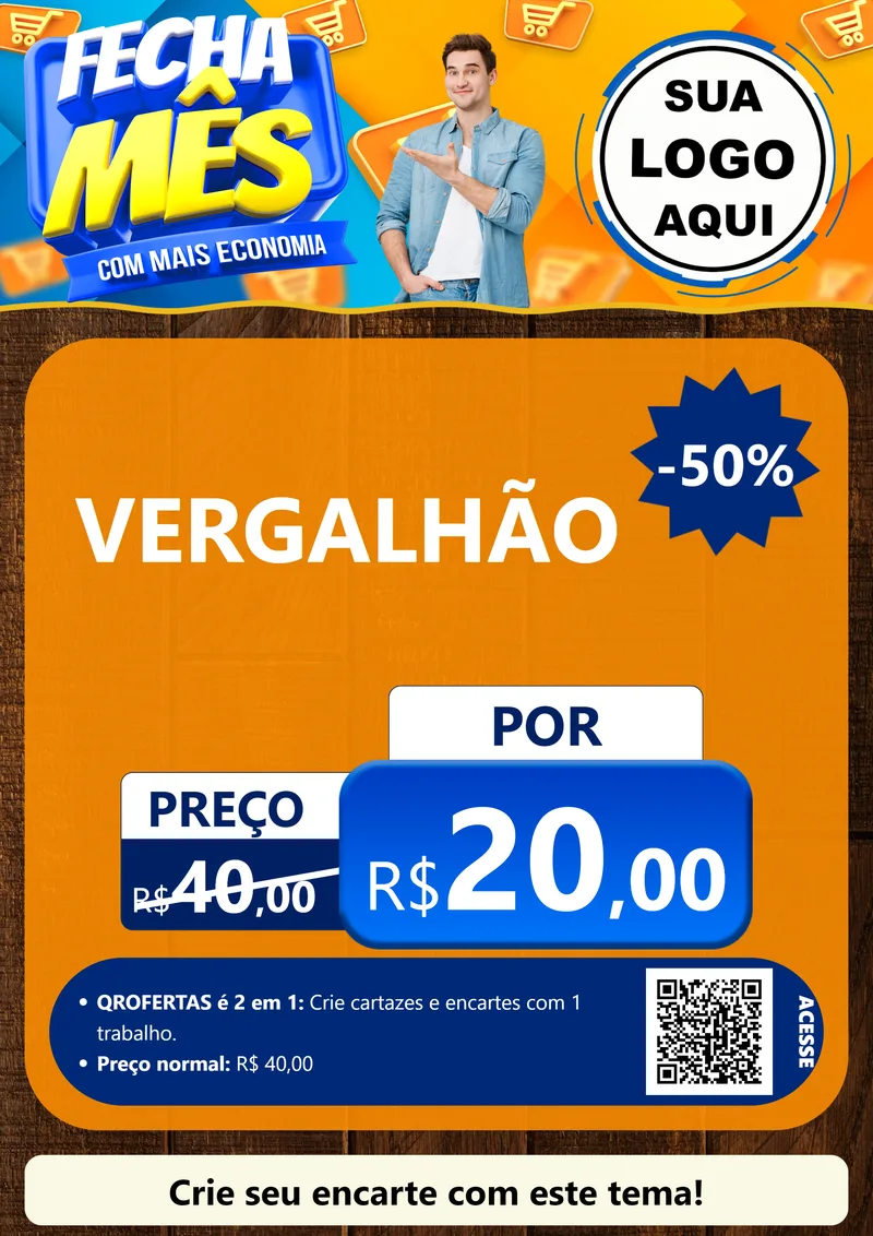Modelo de Cartaz para Cartaz A4 Vertical com o tema Fecha Mês Com Mais Economia para Ferragens