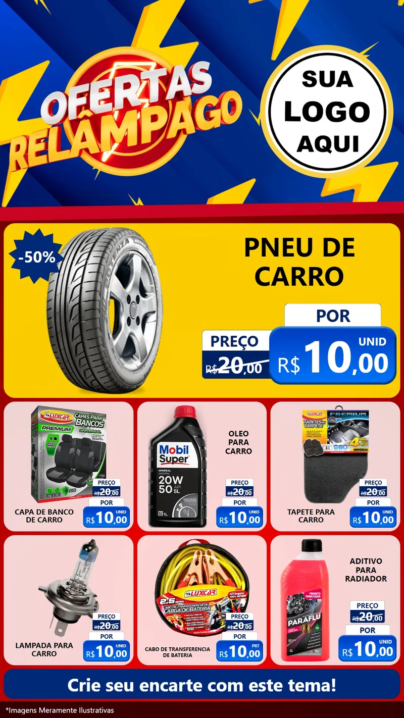Modelo de Rede Social para Stories com o tema Ofertas Relâmpago para Auto peças