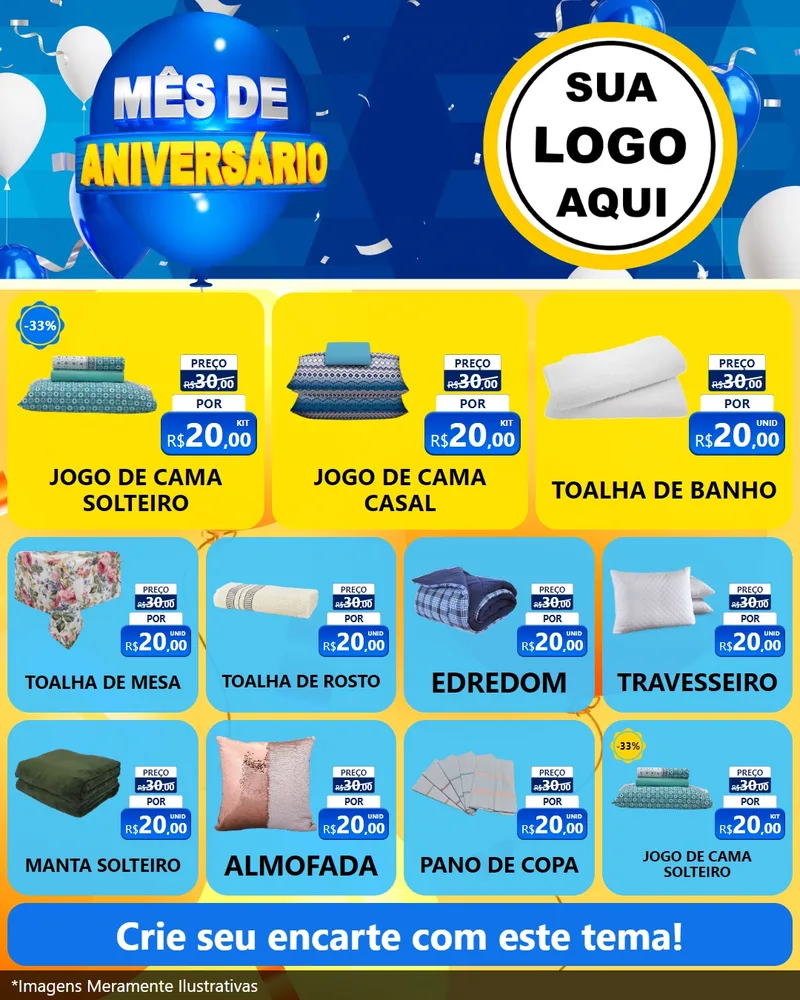 Modelo de Rede Social para Feed Instagram com o tema Mês de Aniversário para Cama, Mesa e Banho