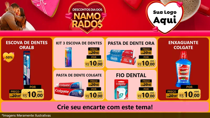 Modelo de TV para TV Horizontal com o tema Descontos Dia dos Namorados para Higiene Pessoal