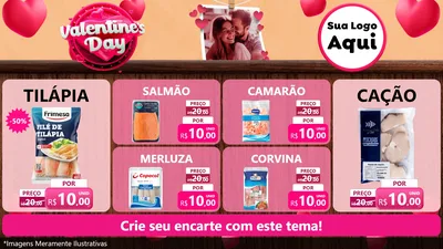 Modelo de TV para TV Horizontal com o tema Valentine's Day para Peixaria