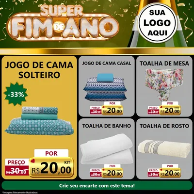 Modelo de Rede Social para Feed Facebook com o tema Super Fim de Ano para Cama, Mesa e Banho