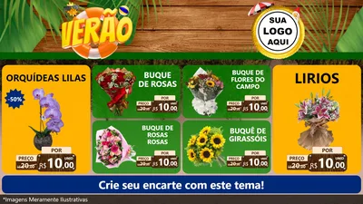 Modelo de TV para TV Horizontal com o tema Verão para Floricultura e jardim