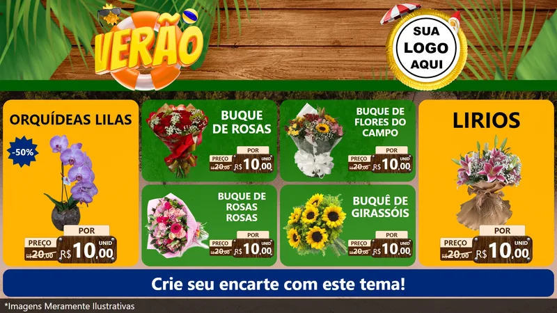 Modelo de TV para TV Horizontal com o tema Verão para Floricultura e jardim