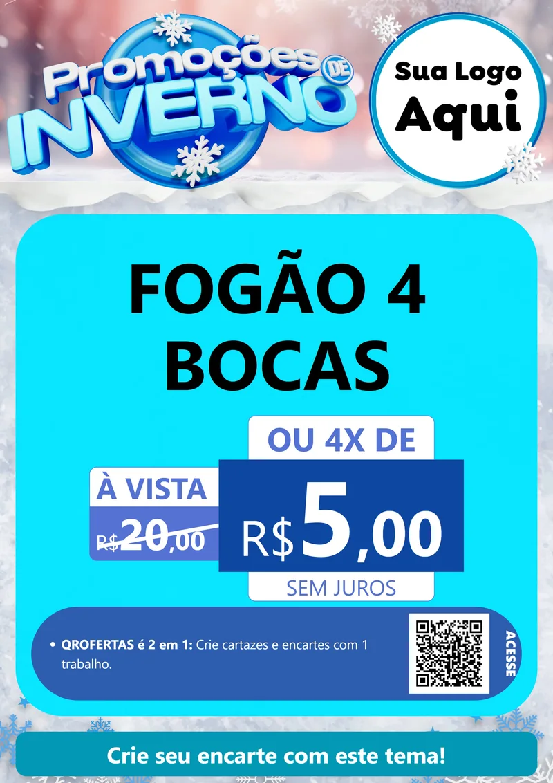 Modelo de Cartaz para Cartaz A4 Vertical com o tema Promoções de Inverno para Móveis e Eletro