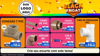 Modelo de TV para TV Horizontal com o tema Black Friday para Tubos e conexões