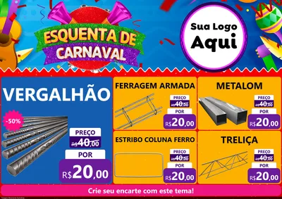 Modelo de Encarte para Encarte A4 Horizontal com o tema Esquenta de Carnaval para Ferragens