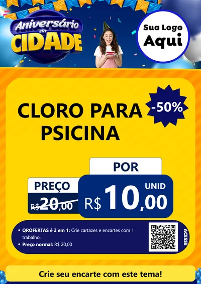 Modelo de Cartaz para Cartaz A4 Vertical com o tema Aniversário da Cidade para Produtos para Piscina