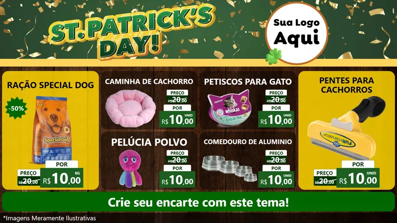 Modelo de TV para TV Horizontal com o tema St Patriks Day para Pet Shop