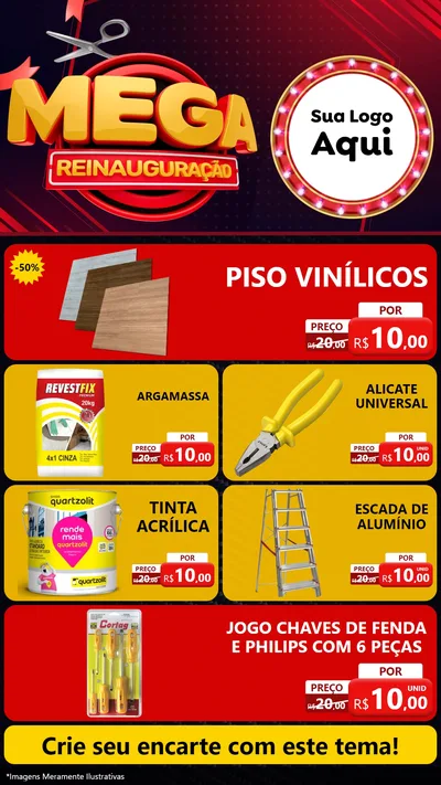 Modelo de TV para TV Vertical com o tema Mega Reinauguração para Material para Construção