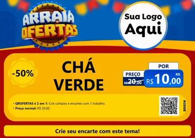 Modelo de Cartaz para Cartaz A4 Horizontal com o tema Arraiá de Ofertas - Junina para Produtos Naturais