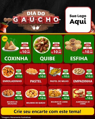 Modelo de Rede Social para Feed Instagram com o tema Dia do Gaúcho para Salgadaria
