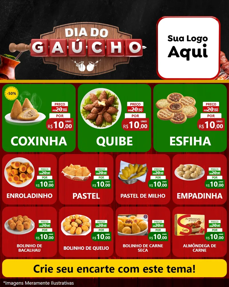 Modelo de Rede Social para Feed Instagram com o tema Dia do Gaúcho para Salgadaria
