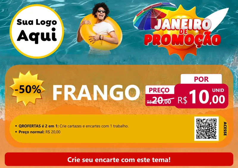 Modelo de Cartaz para Cartaz A4 Horizontal com o tema Janeiro de Promoção para Assados