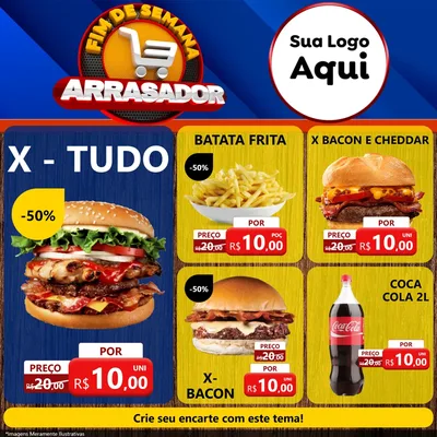 Modelo de Rede Social para Feed Facebook com o tema Fim De Semana Arrasador para Hamburgueria