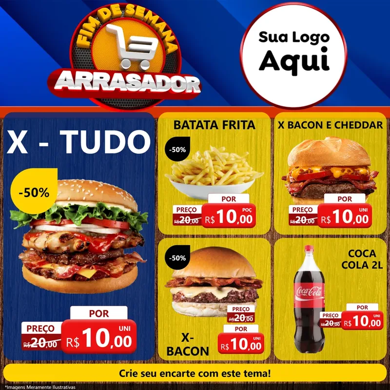 Modelo de Rede Social para Feed Facebook com o tema Fim De Semana Arrasador para Hamburgueria