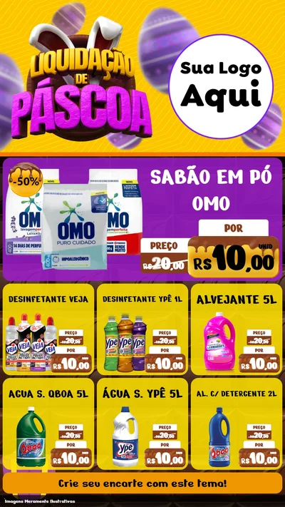 Modelo de Rede Social para Stories com o tema Liquidação de Páscoa para Produtos de Limpeza