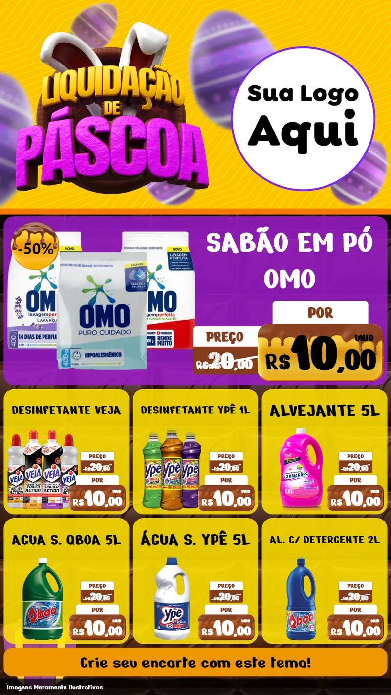 Modelo de Rede Social para Stories com o tema Liquidação de Páscoa para Produtos de Limpeza