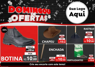 Modelo de Encarte para Encarte A4 Horizontal com o tema Domingou de Ofertas para Agropecuária