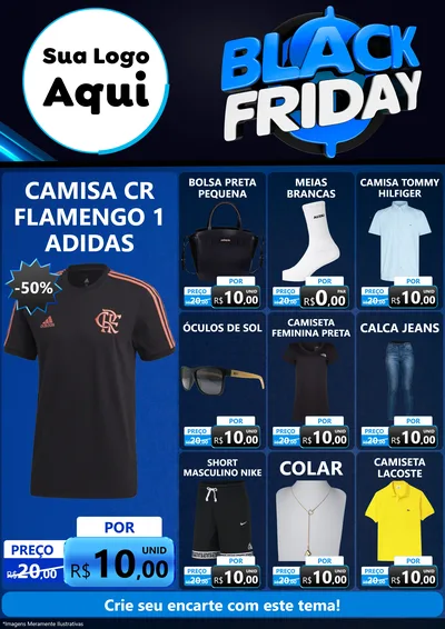 Modelo de Encarte para Encarte A4 Vertical com o tema Black Friday para Roupas e acessórios