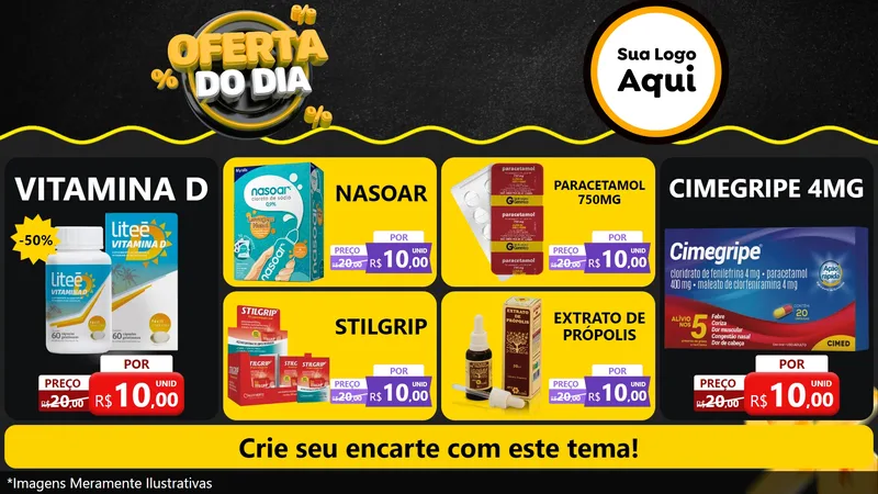 Modelo de TV para TV Horizontal com o tema Oferta Do Dia para Farmácia