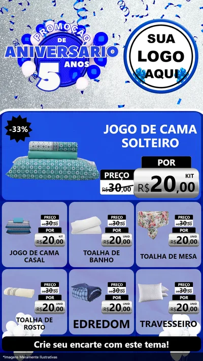 Modelo de Rede Social para Stories com o tema Promoção de Aniversário - 5 Anos para Cama, Mesa e Banho