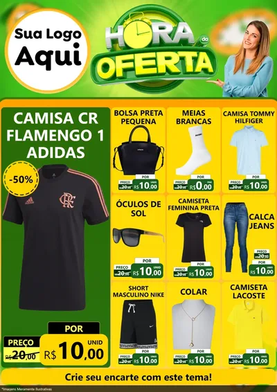 Modelo de Encarte para Encarte A4 Vertical com o tema Hora da Oferta para Roupas e acessórios