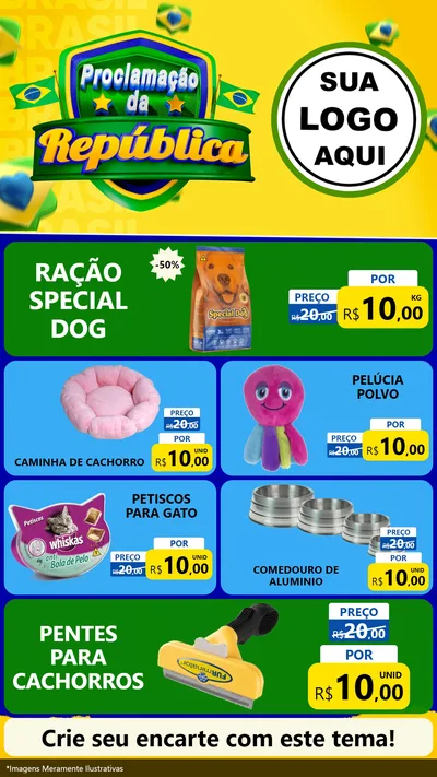 Modelo de TV para TV Vertical com o tema Proclamação da República para Pet Shop
