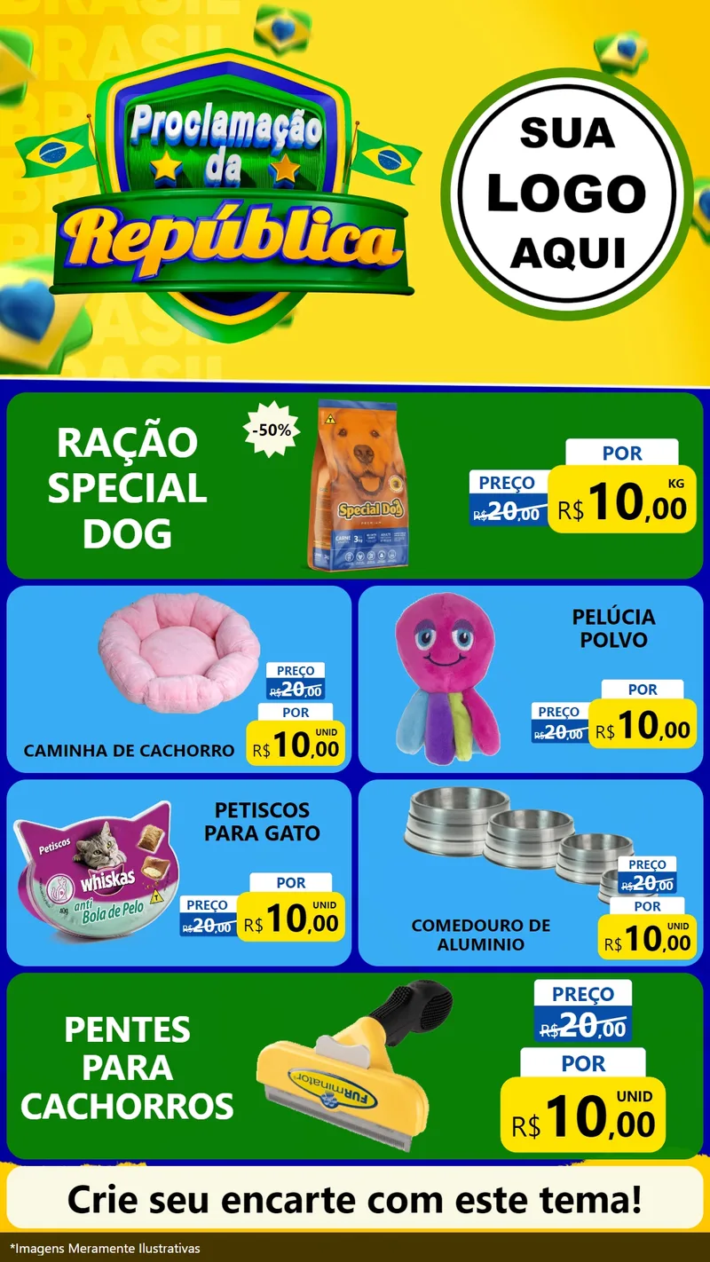 Modelo de TV para TV Vertical com o tema Proclamação da República para Pet Shop