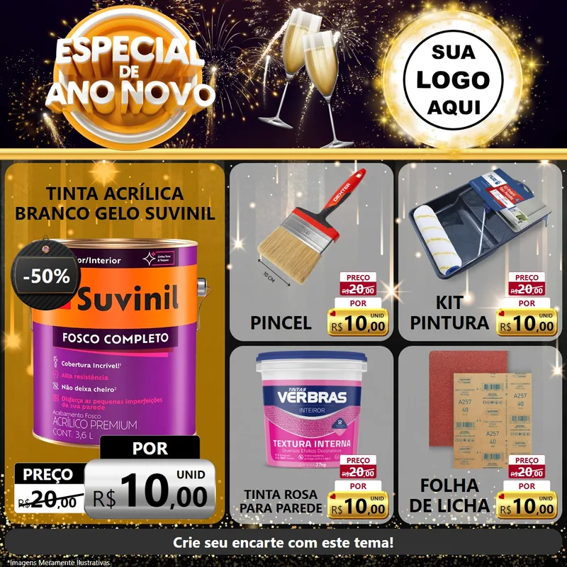Modelo de Rede Social para Feed Facebook com o tema Especial de Ano Novo para Tintas e Ferramentas
