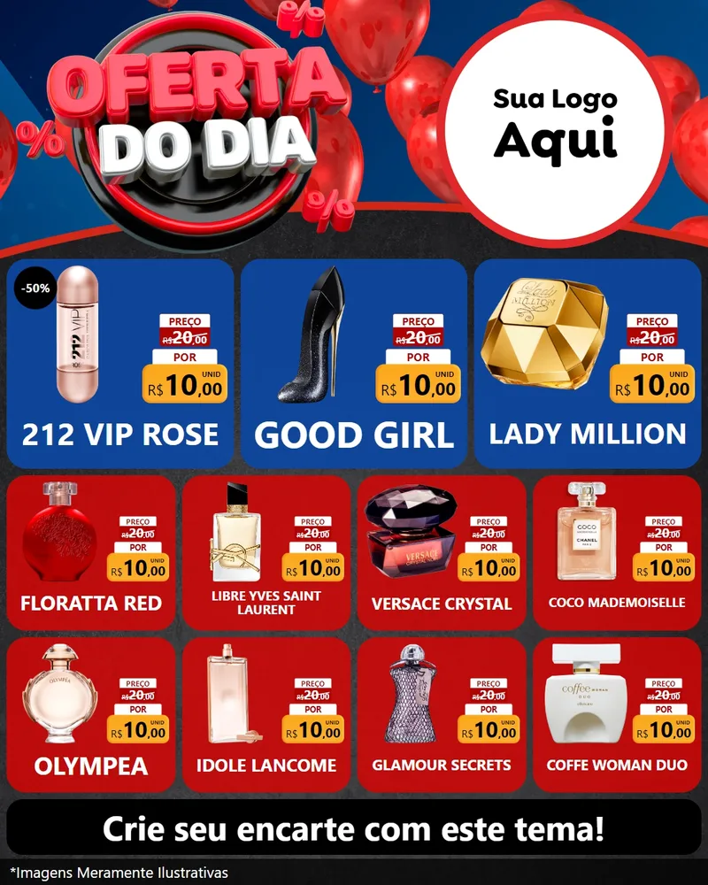 Modelo de Rede Social para Feed Instagram com o tema Oferta do Dia para Perfumes