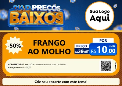 Modelo de Cartaz para Cartaz A4 Horizontal com o tema Dia D Preço Baixo para Restaurante