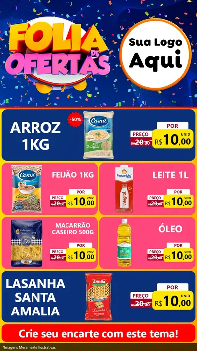 Modelo de TV para TV Vertical com o tema Folia de Ofertas para Supermercado