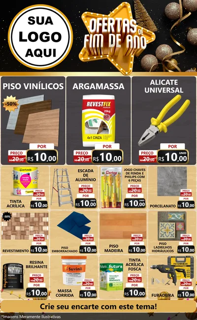 Modelo de Encarte para Encarte Grande com o tema Ofertas de Fim de Ano para Material para Construção