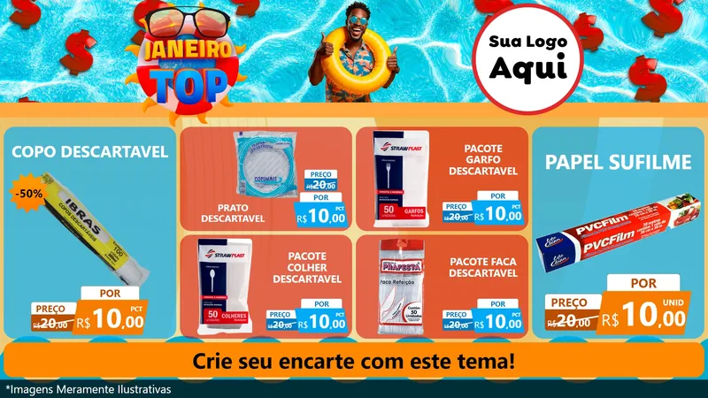 Modelo de TV para TV Horizontal com o tema Janeiro Top para Embalagens