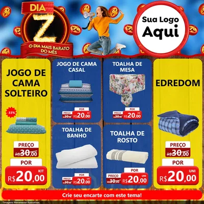 Modelo de Rede Social para Feed Facebook com o tema Dia Z - O Dia Mais Barato Do Mês para Cama, Mesa e Banho