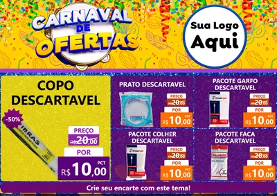 Modelo de Encarte para Encarte A4 Horizontal com o tema Carnaval de Ofertas para Embalagens