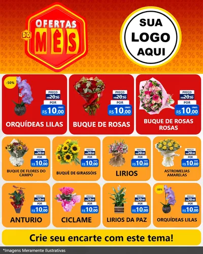 Modelo de Rede Social para Feed Instagram com o tema Ofertas do Mês para Floricultura e jardim