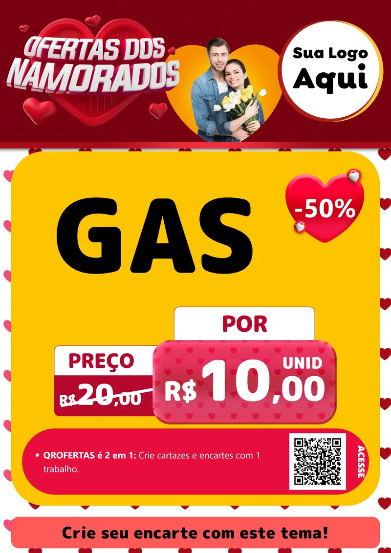 Modelo de Cartaz para Cartaz A4 Vertical com o tema Ofertas Dos Namorados para Água e gás