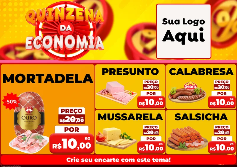 Modelo de Encarte para Encarte A4 Horizontal com o tema Quinzena Da Economia para Frios e Laticínios