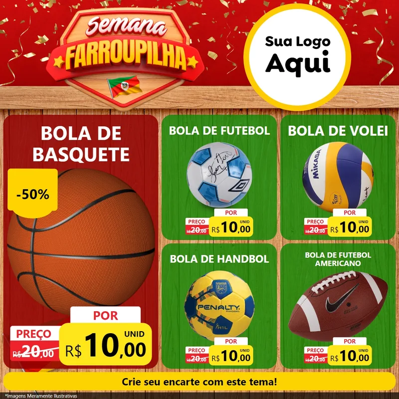 Modelo de Rede Social para Feed Facebook com o tema Semana Farroupilha para Artigos Esportivos