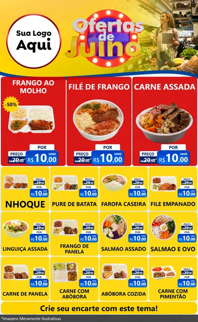 Modelo de Encarte para Encarte Grande com o tema Ofertas de Julho para Restaurante