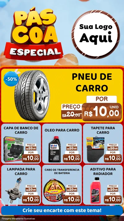 Modelo de Rede Social para Stories com o tema Páscoa Especial para Auto peças