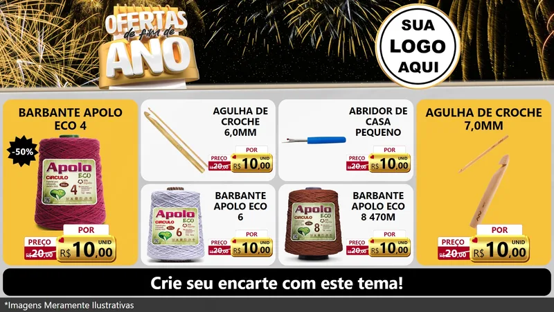 Modelo de TV para TV Horizontal com o tema Ofertas de Fim de Ano para Armarinho e Aviamentos