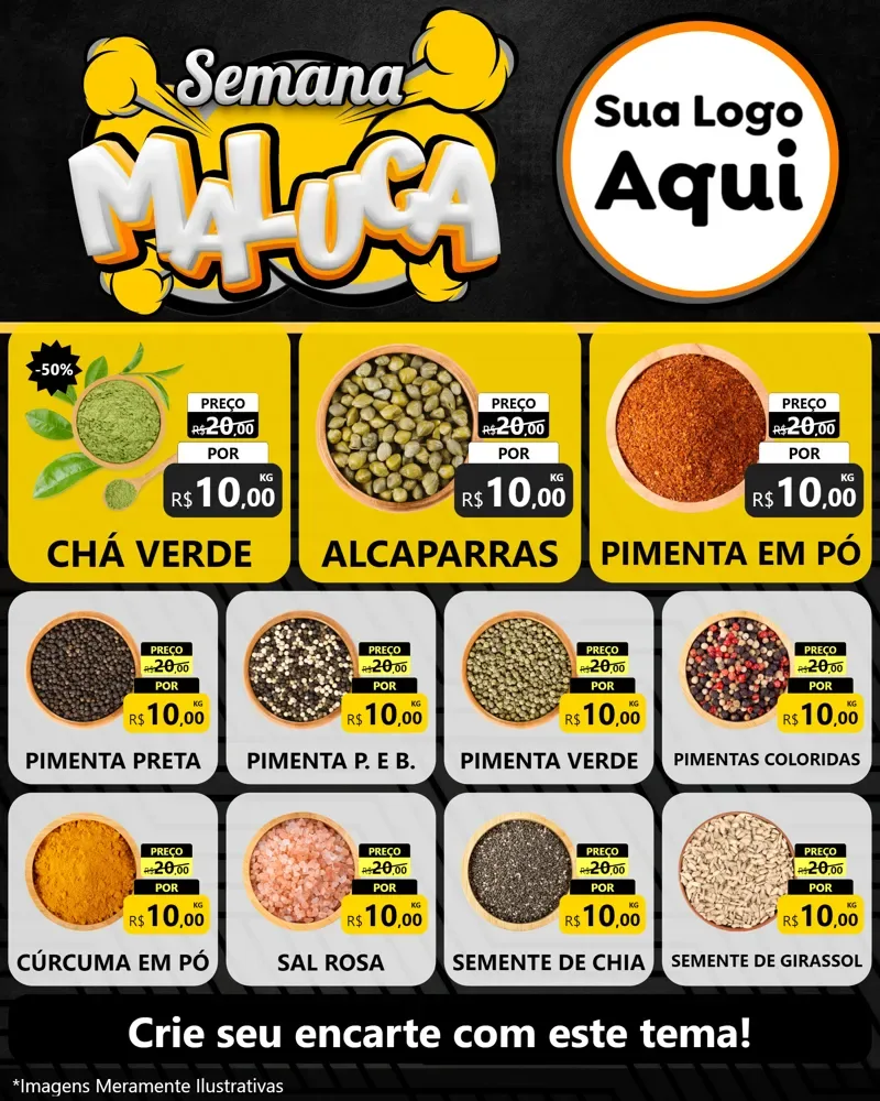 Modelo de Rede Social para Feed Instagram com o tema Semana Maluca para Produtos Naturais