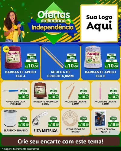 Modelo de Rede Social para Feed Instagram com o tema Ofertas da Semana da Independência para Armarinho e Aviamentos