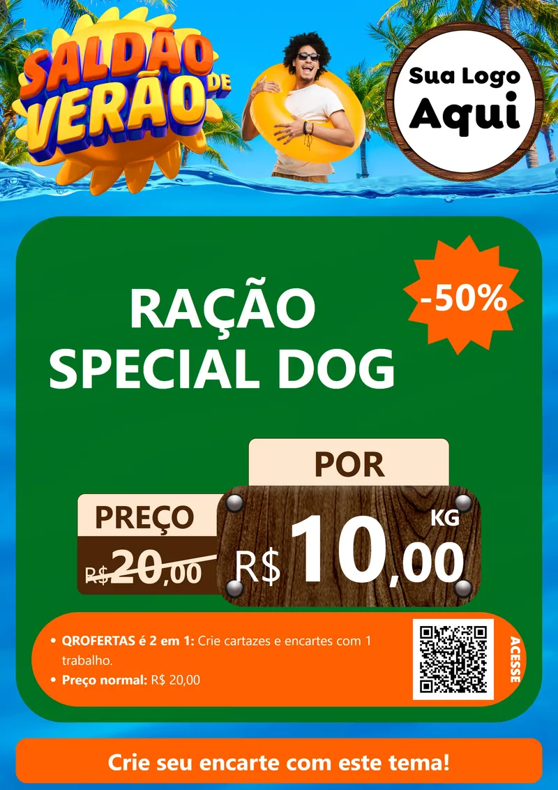 Modelo de Cartaz para Cartaz A4 Vertical com o tema Saldão de Verão para Pet Shop