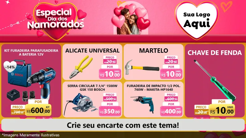 Modelo de TV para TV Horizontal com o tema Especial Dia dos Namorados para Maquinas e Ferramentas